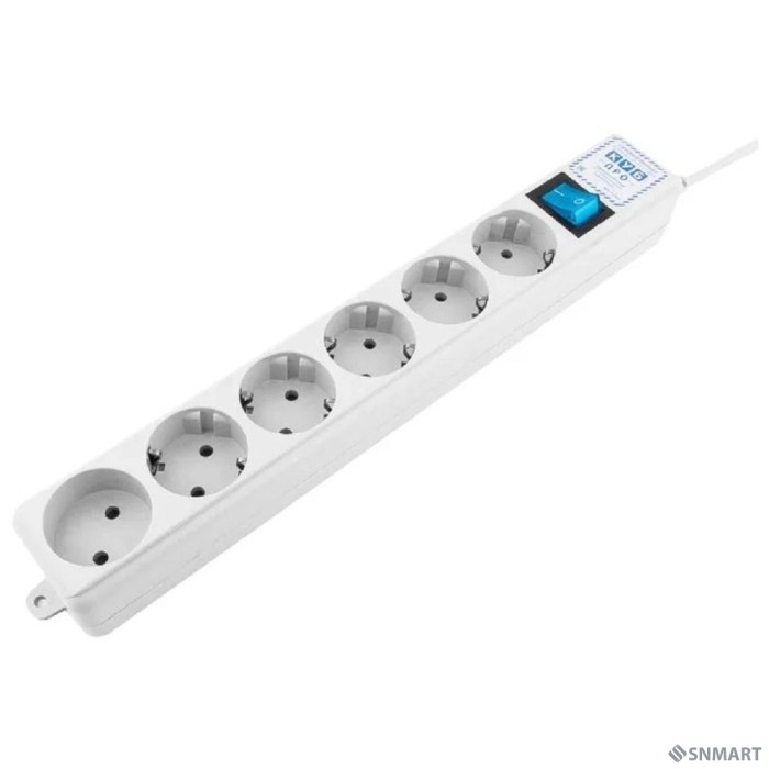 PowerCube PRO Фильтр-удлинитель (SPL(5+1)-16B-P-3М) 3.0 м, 6 розеток, 16А/3,5кВт, LC контур - подавление В/Ч помех