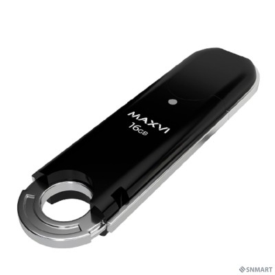 Maxvi USB Drive 16GB P2 black, монолит с колпачком, ABS пластик, USB 2.0