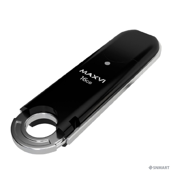 Maxvi USB Drive 16GB P2 black, монолит с колпачком, ABS пластик, USB 2.0