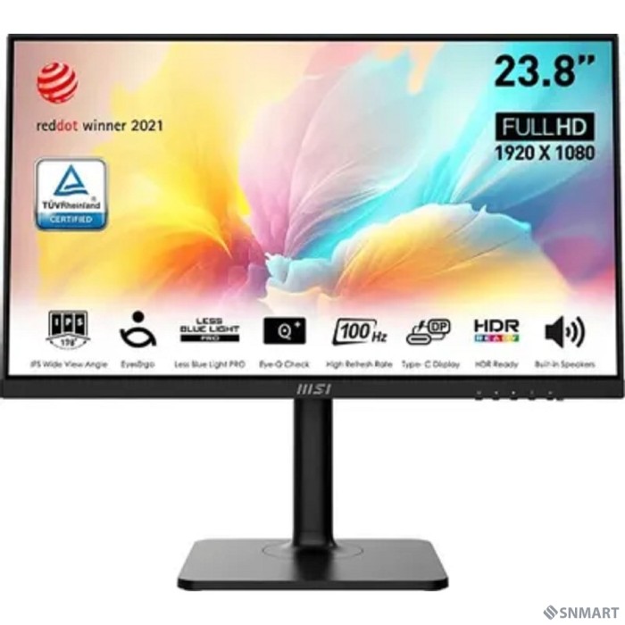 MSI 23.8" MD2412P Modern черный [IPS 1920x1080 100Hz 5ms 16:9 300cd 178/178 HDMI M/M USB-C(PD 15W) HAS Pivot] [9S6-3PA59H-095]