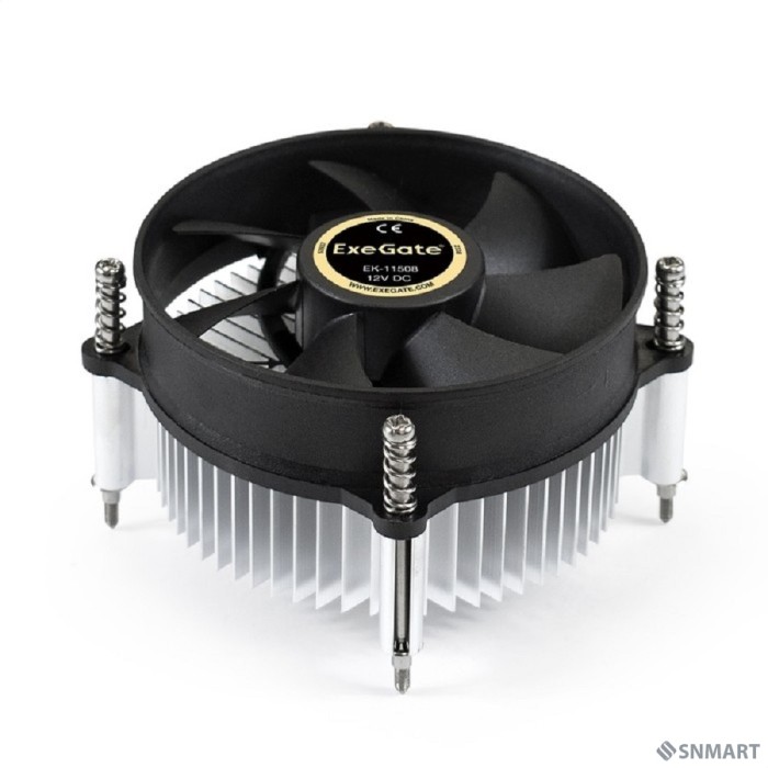 Exegate EX286141RUS Кулер ExeGate EK-11508.PWM (Al, LGA1150/1151/1155/1156/1200, TDP 75W, Fan 90mm, PWM, 1200-2600RPM, Hydro bearing, 4pin, 11-24db, 285г, с термопастой, на винтах, Retail color box)