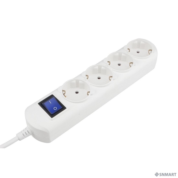 PowerCube Удлинитель (PC-5B-3M) 3.0м, 4 розетки, 16А, с/з, с выключателем, белый