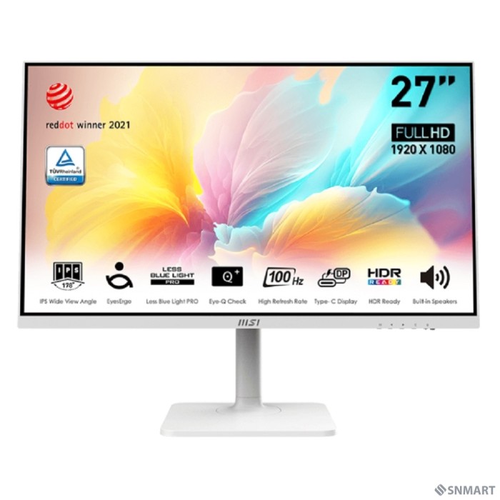 MSI Modern 27" MD2712PW белый [IPS 1920x1080 100Hz 1ms 1000:1 300cd 178/178 HDMI1.4 USB-C Speaker HAS Pivot VESA] [9S6-3PA49H-218]