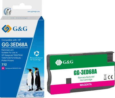 Картридж струйный G&amp;G GG-3ED68A 712 пурпурный (29мл) для HP DesignJet T650/T630/T250/T230/T210/Studio Plotter Printers