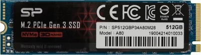 Накопитель SSD Silicon Power 512 ГБ M-Series M.2 PCIe 3.0 x4 (SP512GBP34A80M28)