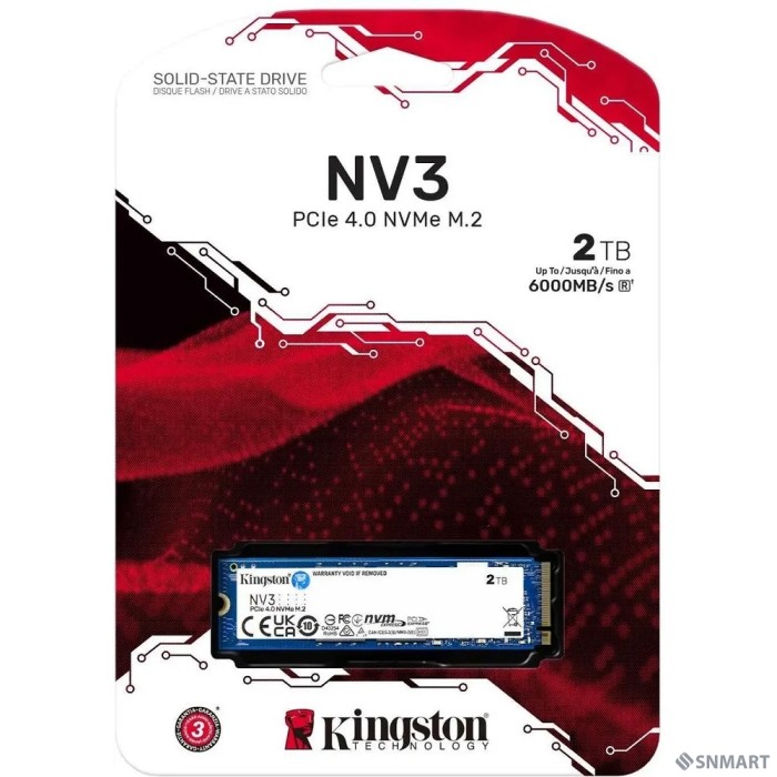 Kingston SSD NV3, 2000GB, M.2(22x80mm), NVMe, PCIe 4.0 x4, 3D TLC SNV3S/2000G