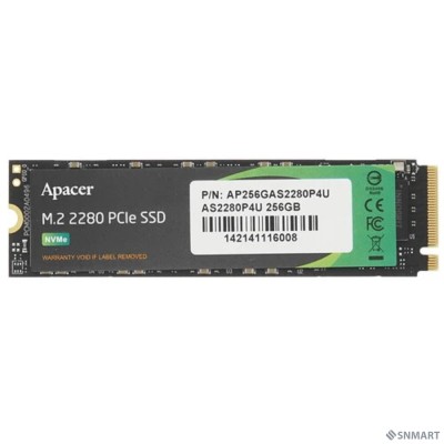 Apacer SSD M.2 256Gb PCIe Gen3x4, R3500/W1200 Mb/s, MTBF 1.8M, 3D NAND, NVMe AP256GAS2280P4U-1