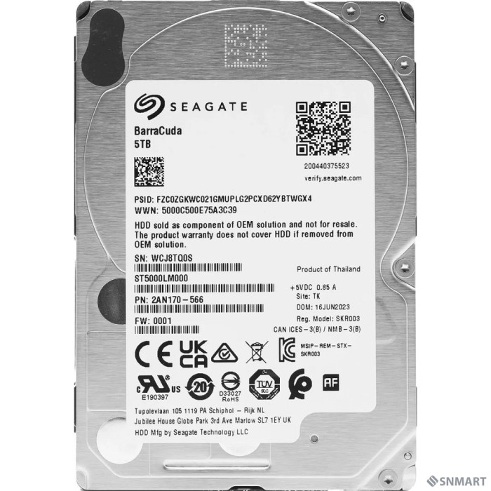 5TB Seagate BarraCuda (ST5000LM000) [SATA 6.0Gb/s, 5400 rpm, 128mb buffer]