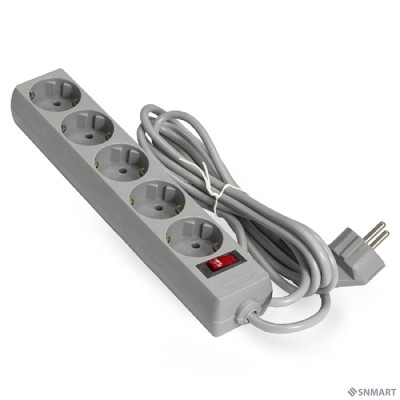 Exegate EX221186RUS Сетевой фильтр Exegate SP-5-3G (5 розеток, 3м, евровилка, серый)