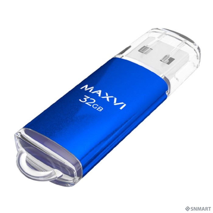 Maxvi USB Drive 32GB MP blue, монолит с колпачком, металл + ABS пластик, USB 2.0 FD32GBUSB20C10MP