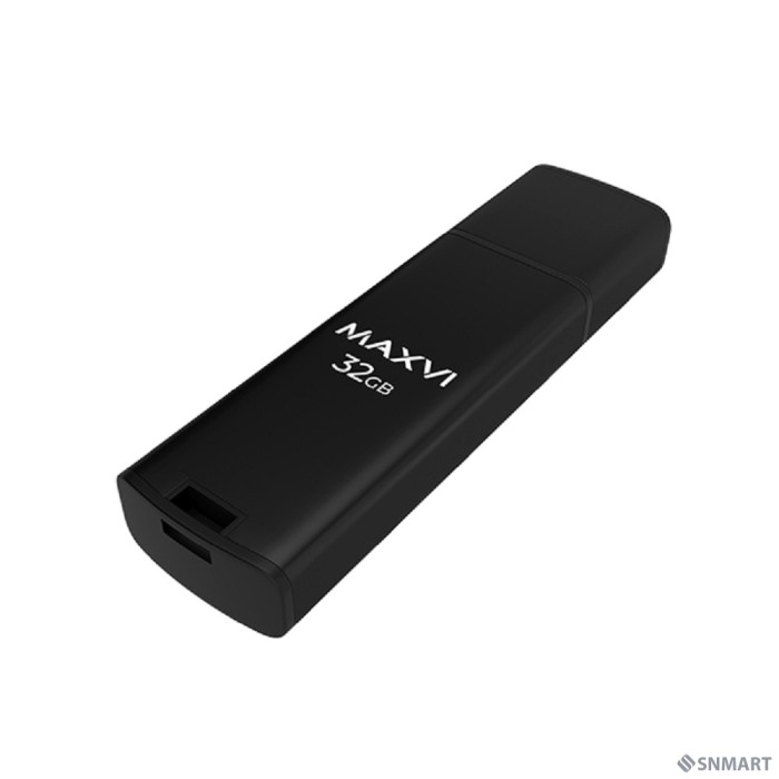 Maxvi USB Drive 32GB MP2 black, монолит с колпачком, ABS пластик + металл, USB 2.0