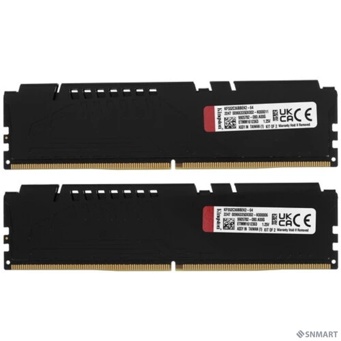 Память DDR5 2x32GB 5200MHz Kingston KF552C36BBEK2-64 Fury Beast Black Expo RTL Gaming PC5-41600 CL36 DIMM 288-pin 1.25В kit single rank с радиатором Ret