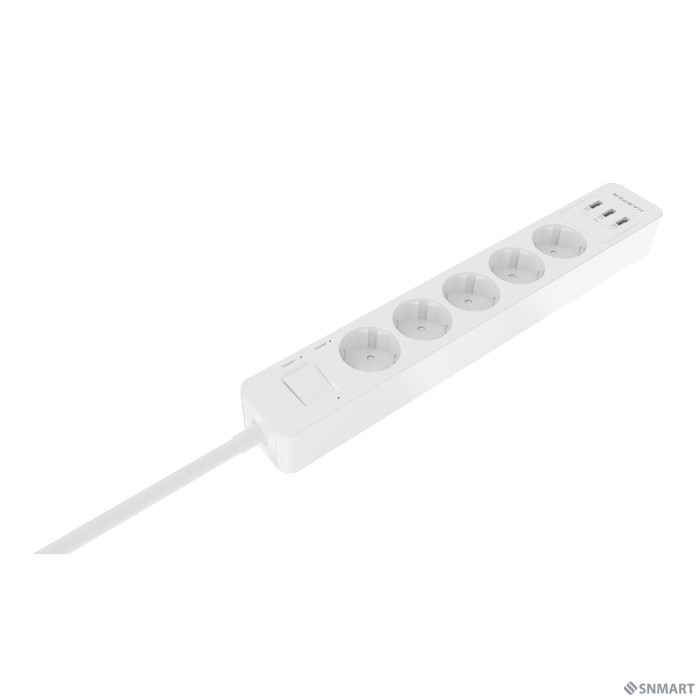 Harper Сетевой фильтр с USB зарядкой UCH-560 White (5 роз.,3м.,3 x USB 2.4A (max 3.4A), 4000W) [H00003014]