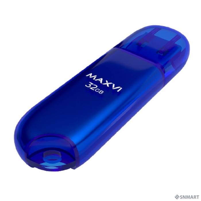 Maxvi USB Drive 32GB P1 blue, монолит с колпачком, ABS пластик, USB 2.0