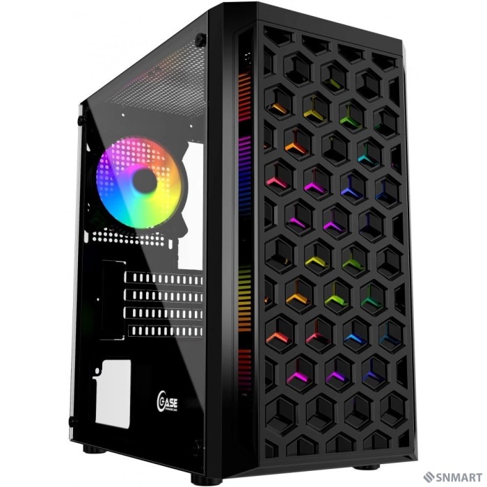 Powercase CMIMTB-L3 Корпус Mistral Micro T3B, Tempered Glass, Mesh, 2x 140mm + 1х 120mm 5-color fan, чёрный, mATX  (CMIMTB-L3)