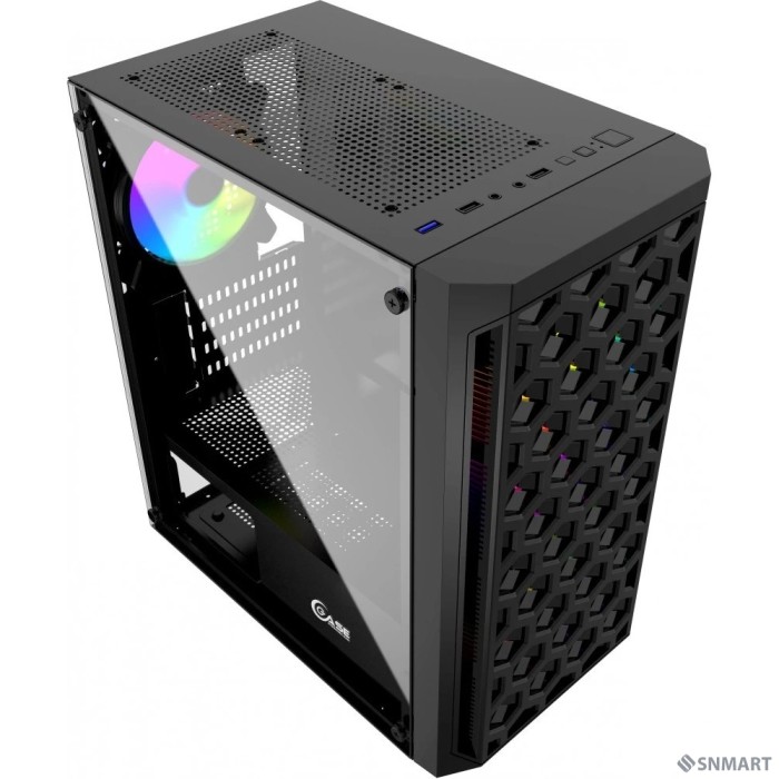 Powercase CMIMTB-L3 Корпус Mistral Micro T3B, Tempered Glass, Mesh, 2x 140mm + 1х 120mm 5-color fan, чёрный, mATX  (CMIMTB-L3)