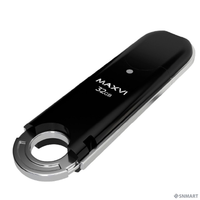 Maxvi USB Drive 32GB P2  32GB black, монолит с колпачком, ABS пластик, USB 2.0