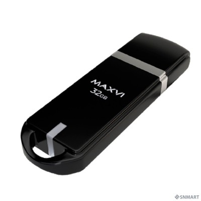 Maxvi USB Drive 32GB P3 black, монолит с колпачком, ABS пластик, USB 2.0