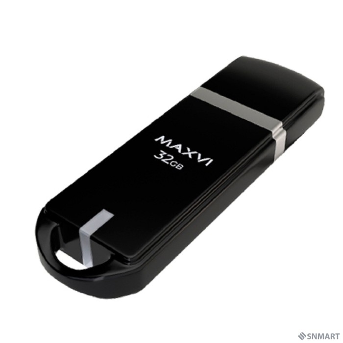Maxvi USB Drive 32GB P3 black, монолит с колпачком, ABS пластик, USB 2.0