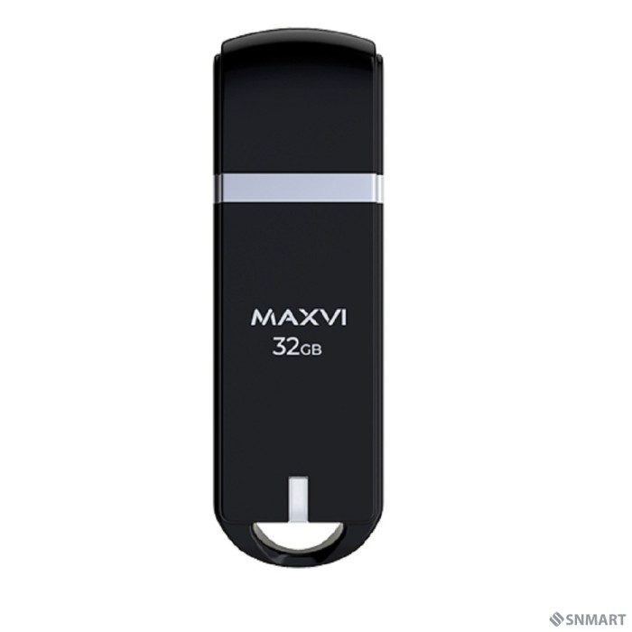 Maxvi USB Drive 32GB P3 black, монолит с колпачком, ABS пластик, USB 2.0