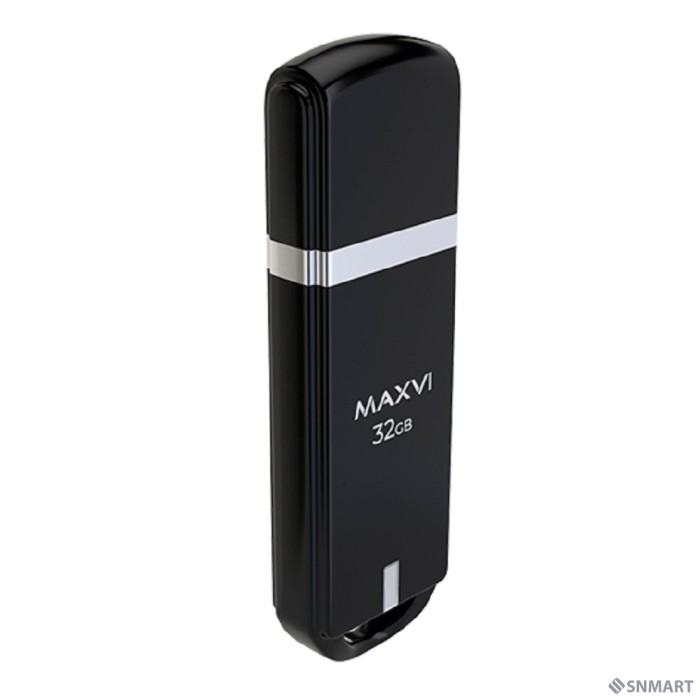 Maxvi USB Drive 32GB P3 black, монолит с колпачком, ABS пластик, USB 2.0