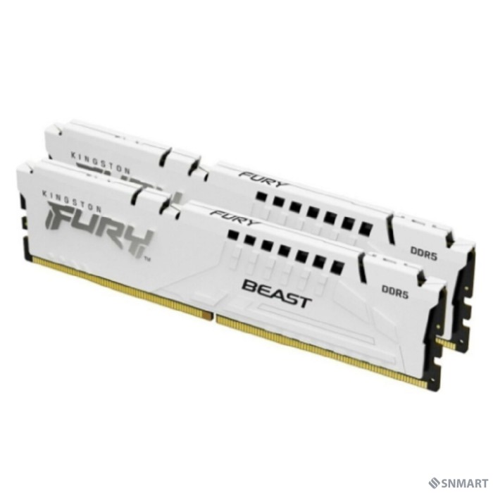 Модуль памяти Kingston 32GB (2x16GB) DDR5 6000MT/s CL36 FURY Beast White EXPO Non-ECC Unbuffered DIMM (Kit of 2) 1RX8 36-44-44 1.35V 288-pin 16Gbit