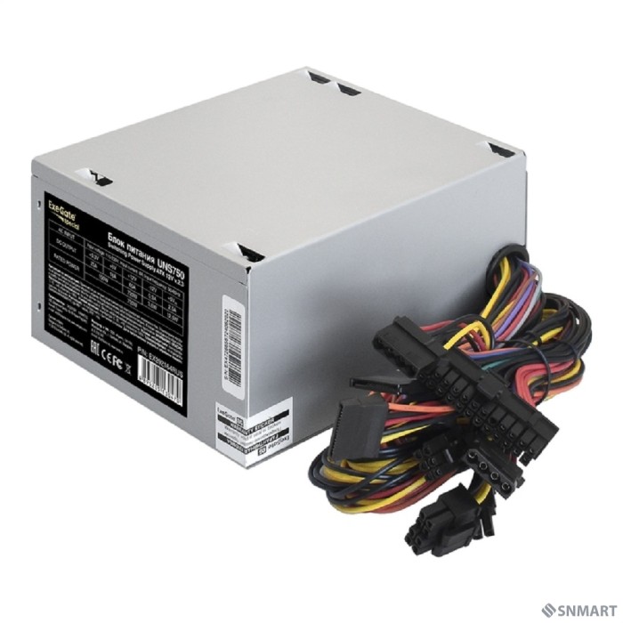 Exegate EX292164RUS Блок питания 750W ExeGate UNS750 (ATX, 12cm fan, 24pin, 4pin, PCIe, 3xSATA, 2xIDE, FDD)