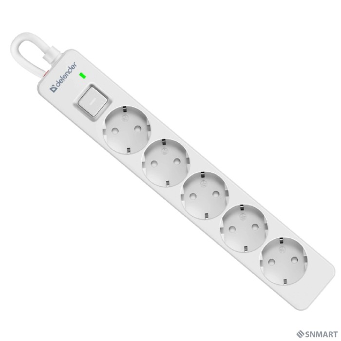 Defender Удлинитель с сетевым фильтром DFS 133 3 м, белый, 5 розеток  [99431]