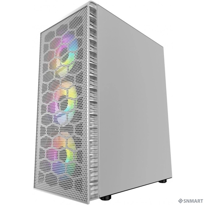 Powercase CMIZ4CW-L4 Корпус Mistral Z4 С White, Tempered Glass, Mesh, 4x 120mm 5-color LED fan, белый, ATX  (CMIZ4CW-L4)