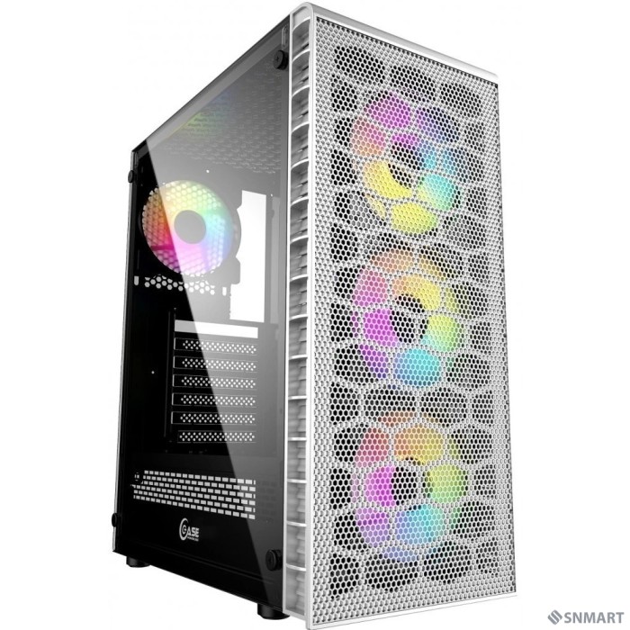 Powercase CMIZ4CW-L4 Корпус Mistral Z4 С White, Tempered Glass, Mesh, 4x 120mm 5-color LED fan, белый, ATX  (CMIZ4CW-L4)