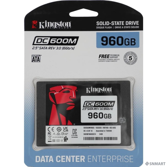 Kingston SSD DC600M, 960GB, 2.5" 7mm, SATA3, 3D TLC, SEDC600M/960G