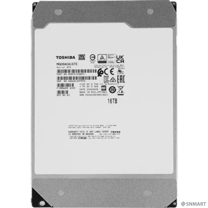 16TB Toshiba Enterprise Capacity (MG08ACA16TE) SATA, 7200 rpm, 512Mb buffer, 3.5"]