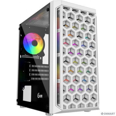 Powercase CMIMTW-L3 Корпус Mistral Micro T3W, Tempered Glass, Mesh, 2x 140mm + 1х 120mm 5-color fan, белый, mATX  (CMIMTW-L3)