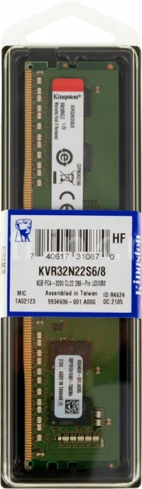 Оперативная память DDR4 Kingston VALUERAM 8 ГБ 3200MHz (KVR32N22S6/8)