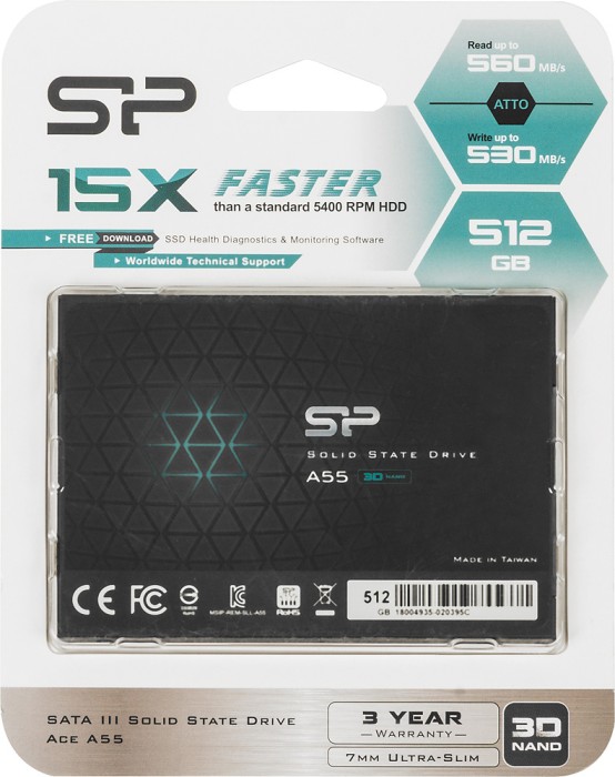 Накопитель SSD Silicon Power 512 ГБ Ace A55 2.5" SATA-III (SP512GBSS3A55S25)