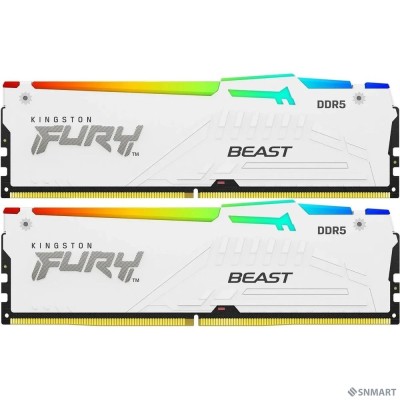 Kingston 32GB 5200MT/s DDR5 CL40 DIMM (Kit of 2) FURY Beast White RGB XMP KF552C40BWAK2-32