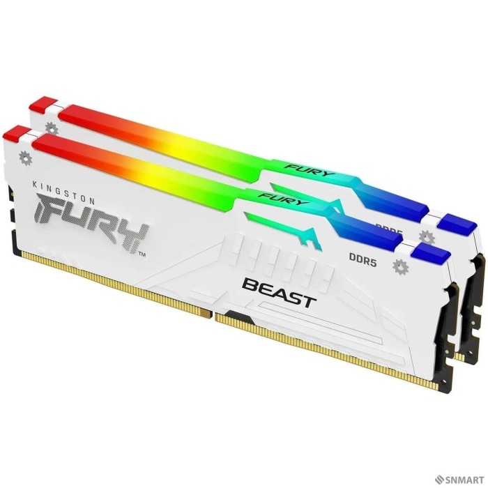 Kingston 32GB 5200MT/s DDR5 CL40 DIMM (Kit of 2) FURY Beast White RGB XMP KF552C40BWAK2-32