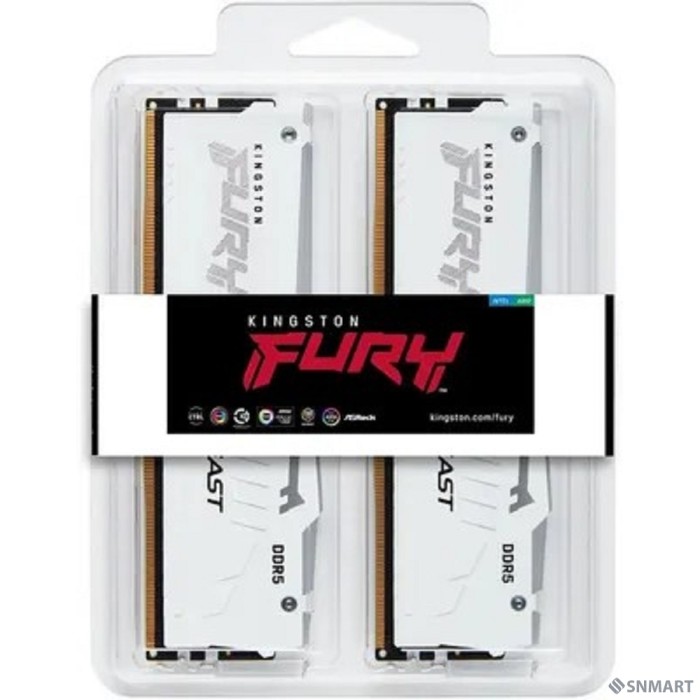 Kingston 32GB 5200MT/s DDR5 CL40 DIMM (Kit of 2) FURY Beast White RGB XMP KF552C40BWAK2-32