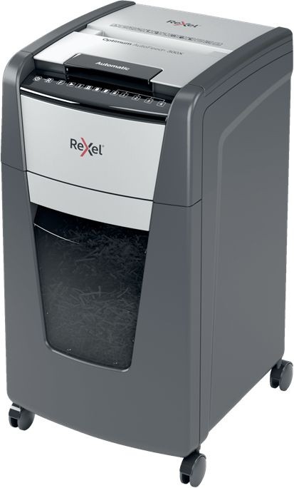 Шредер Rexel Optimum AutoFeed 300X черный с автоподачей (секр.P-4) фрагменты 300лист. 60лтр. скрепки скобы пл.карты