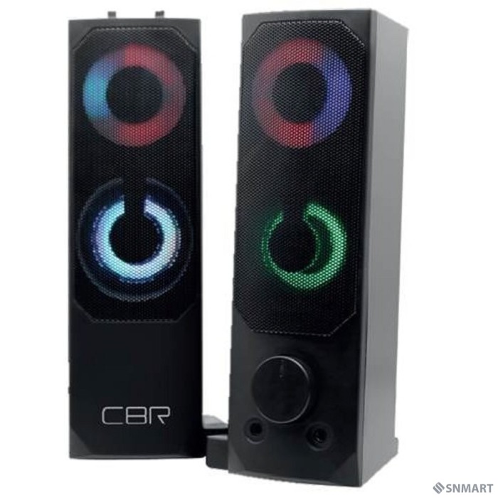 CBR CMS 514L Black, Акустическая система 2.0, питание USB, 2х3 Вт (6 Вт RMS), пластик, RGB-подсветка, конструкция-транформер, 3.5 мм лин. стереовход, регул. громк., длина кабеля 1,3 м, цвет чёрный