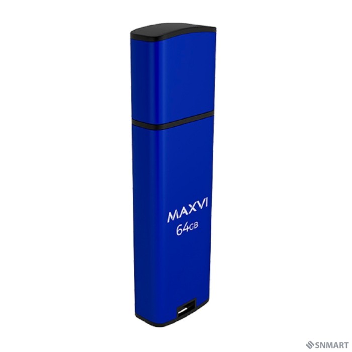 Maxvi USB Drive 64GB MP2 blue, монолит с колпачком, ABS пластик + металл, USB 2.0