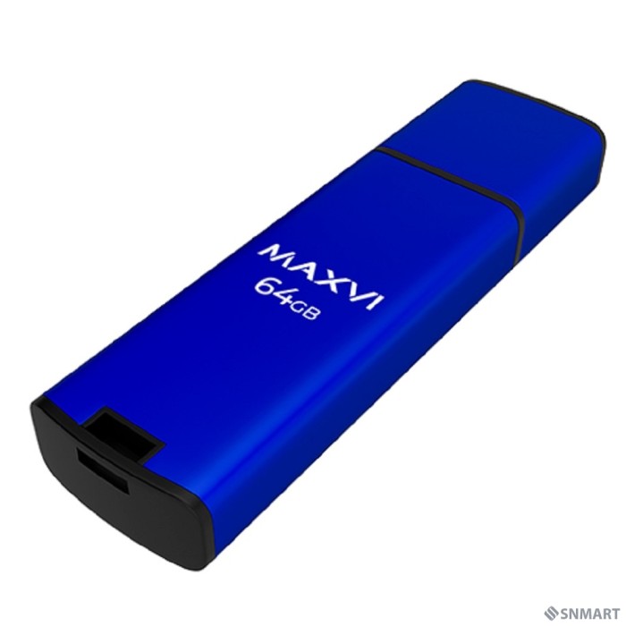 Maxvi USB Drive 64GB MP2 blue, монолит с колпачком, ABS пластик + металл, USB 2.0