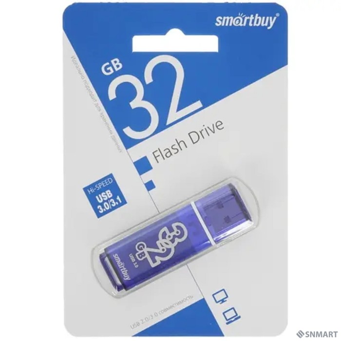 Smartbuy USB Drive 32GB Glossy series Dark Blue 3.0/3.1  (SB32GBGS-DB)