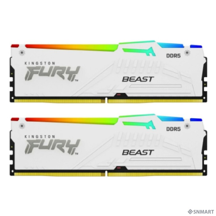 Kingston 32GB 5600MT/s DDR5 CL40 DIMM (Kit of 2) FURY Beast White RGB XMP KF556C40BWAK2-32
