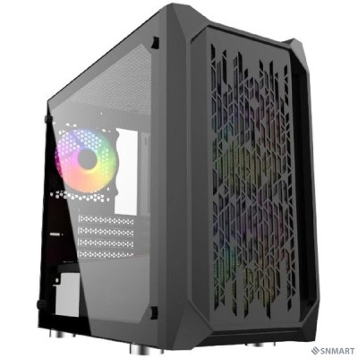 Powercase Alisio Micro X3B, Tempered Glass, 1х 120mm +2x 140mm 5-color fan, чёрный, mATX  (CAMIB-L3)