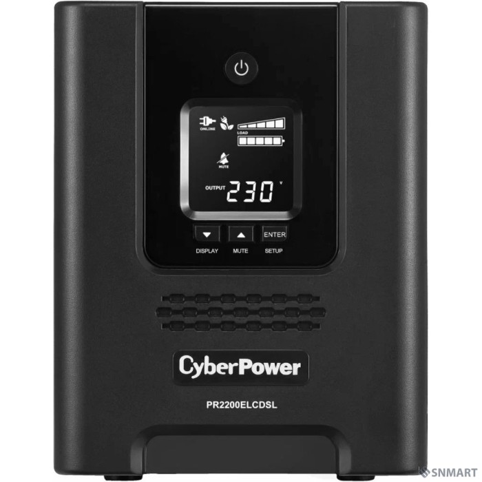 CyberPower PR2200ELCDSL ИБП [Line-Interactive, Tower, 2200VA/1980W USB/RS-232/EPO/SNMPslot (8 IEC С13, 1 IEC C19), 12В/9 Ач х 4]