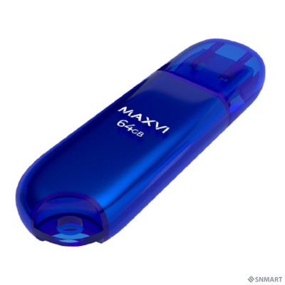 Maxvi USB Drive 64GB P1 blue, монолит с колпачком, ABS пластик, USB 2.0