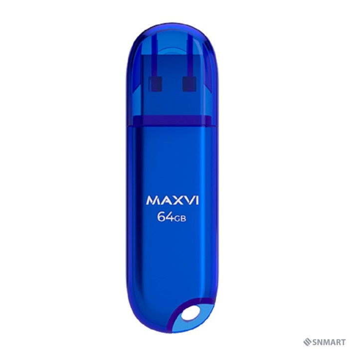 Maxvi USB Drive 64GB P1 blue, монолит с колпачком, ABS пластик, USB 2.0