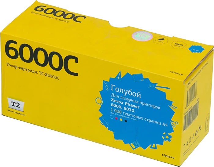 Картридж лазерный T2 TC-X6000С TC-X6001 106R01631 голубой (1000стр.) для Xerox Ph 6000/6010