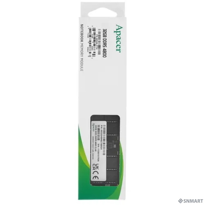 Модуль памяти Apacer 32GB DDR5 4800 SODIMM CL40, 1.2V, 2048x8,  RTL
